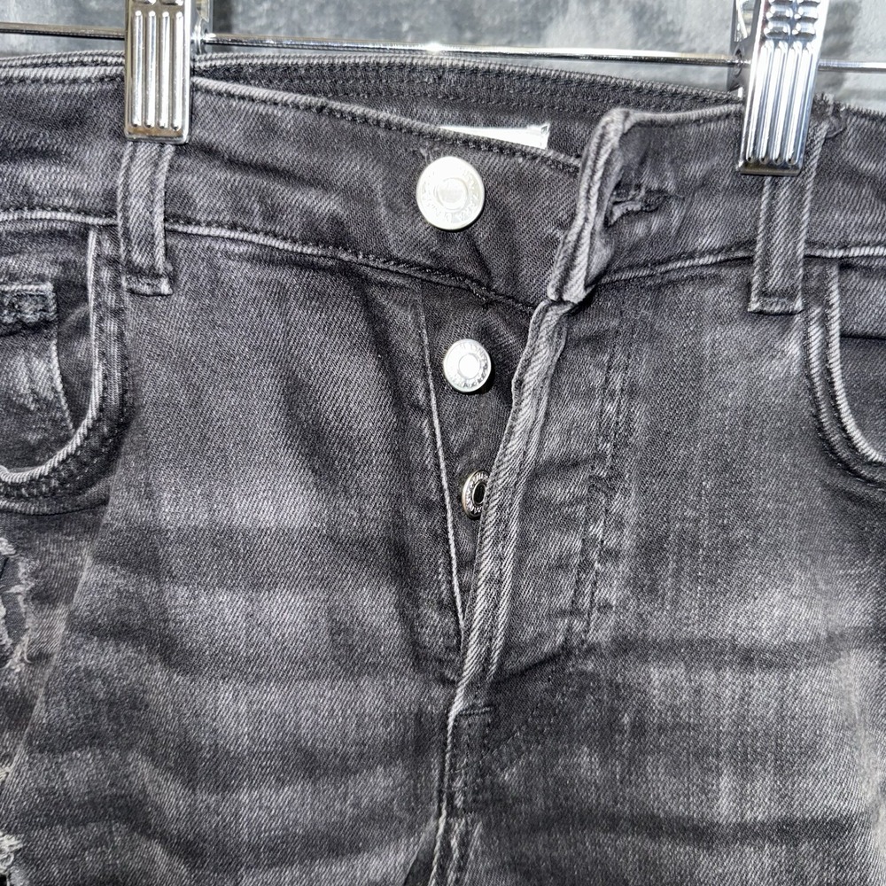 Zara Jeans Womens 32 High Rise Skinny Distressed Ripped Knees Black Pants 015 - Picture 3 of 6